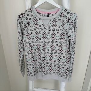 Jaclyn Intimates Geometric Knit Soft and Fuzzy Loungewear Top Size Small